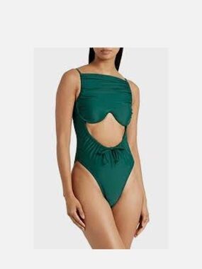 Andrea Iyamah Tiaca Cutout One-Piece Swimsuit Forest Green